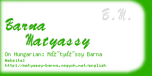 barna matyassy business card